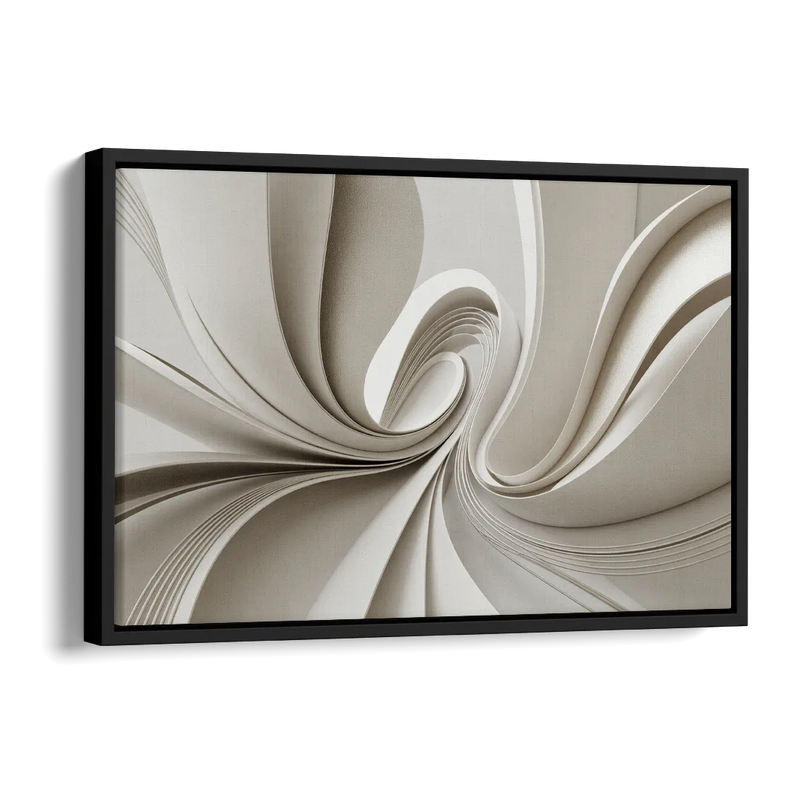 Ethereal Elegance White Abstract Side - Black Canvas Wall Art