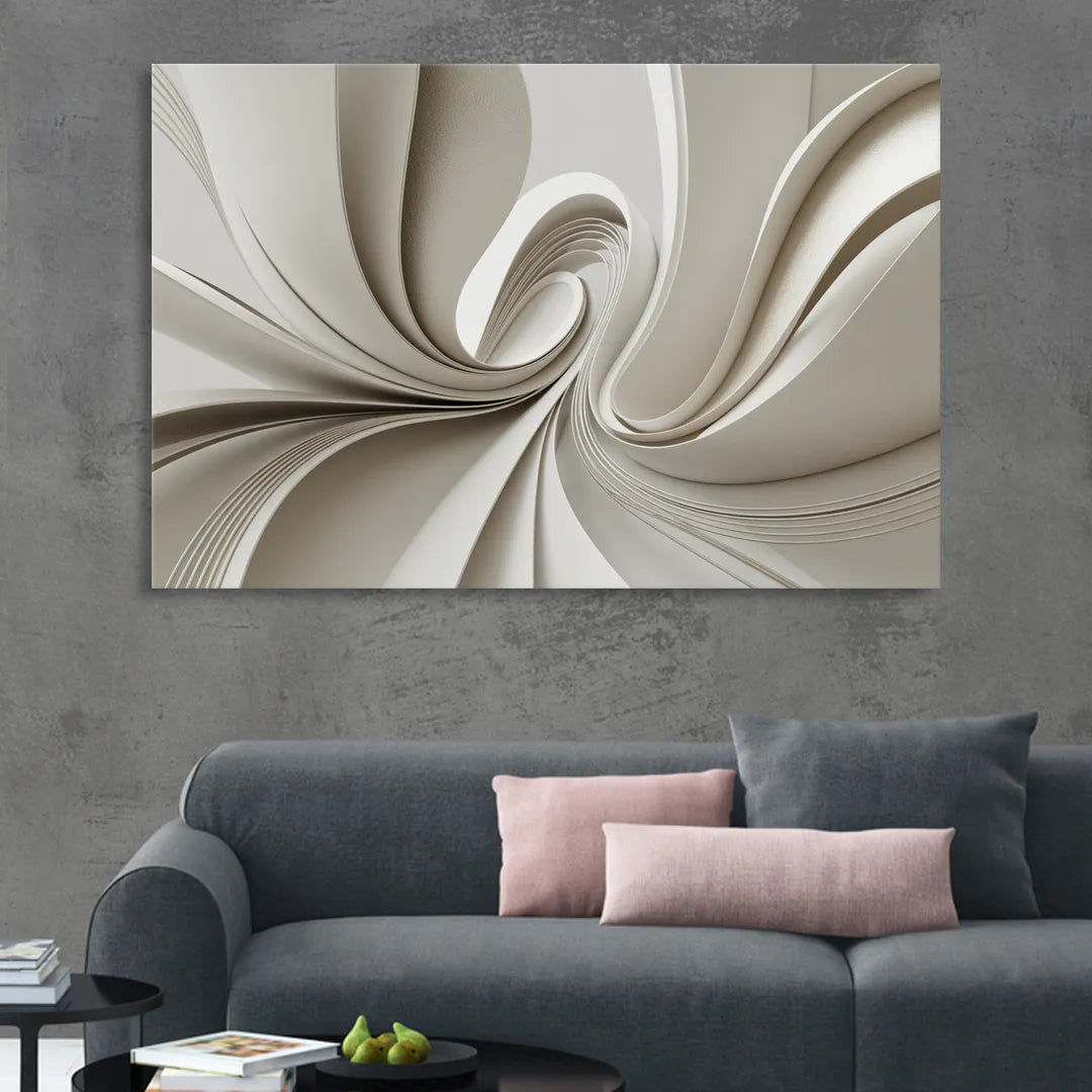Ethereal Elegance White Abstract Sitting Room - Canvas Wall Art