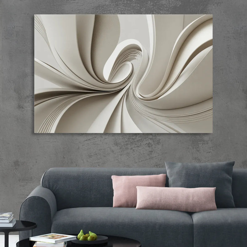 Ethereal Elegance White Abstract Sitting Room - Canvas Wall Art