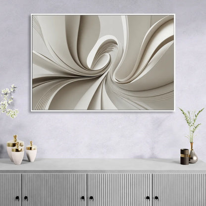 Ethereal Elegance White Abstract Living Room - White Canvas Wall Art