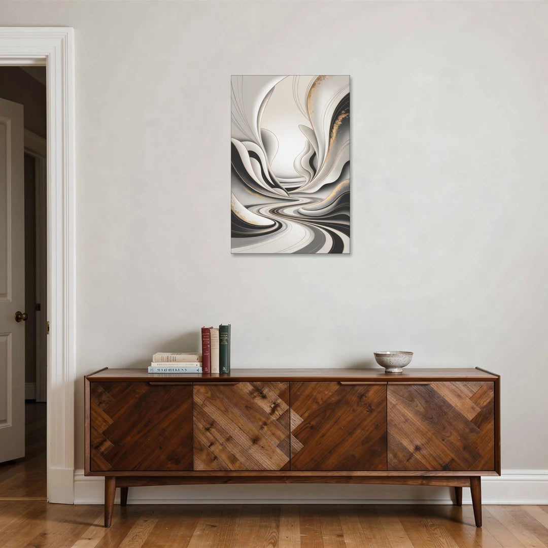 Ethereal Fluidity White Abstract - Canvas Wall Art - Coffee Table - 24x36