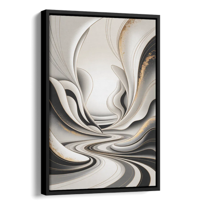 Ethereal Fluidity White Abstract Side - Black Canvas Wall Art