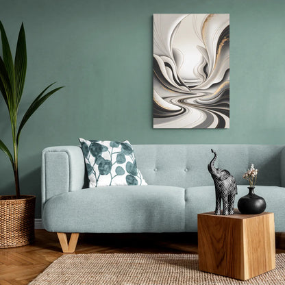 Ethereal Fluidity White Abstract - Canvas Wall Art Living Room