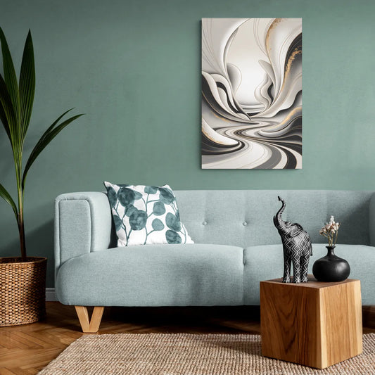 Ethereal Fluidity White Abstract - Canvas Wall Art Living Room