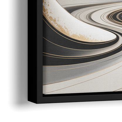 Ethereal Fluidity White Abstract - Close-Up Black Frame Canvas