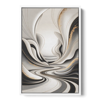 Ethereal Fluidity White Abstract - White Frame Canvas