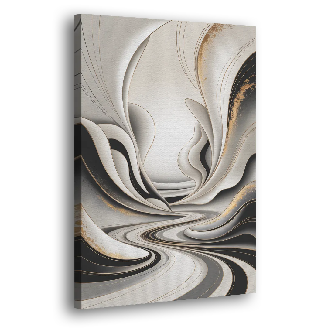Ethereal Fluidity White Abstract Side - Canvas Wall Art