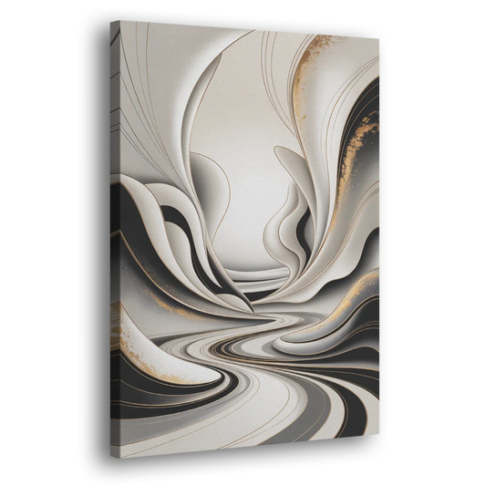 Ethereal Fluidity White Abstract Side - Canvas Wall Art