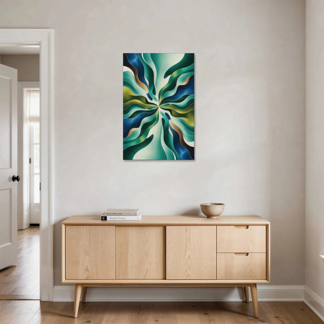 Ethereal Harmony Blue and Green Abstract - Canvas Wall Art - Coffee Table - 24x36