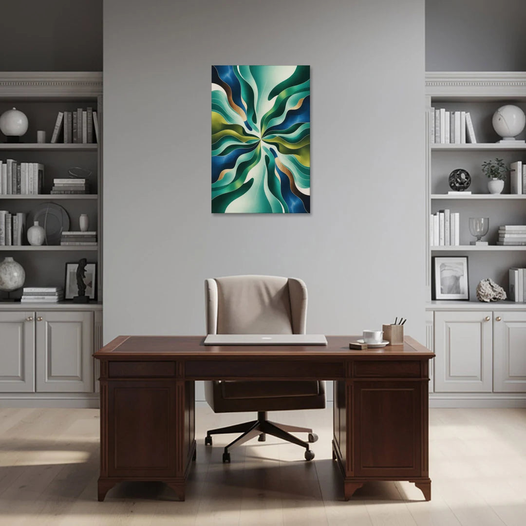 Ethereal Harmony Blue and Green Abstract - Canvas Wall Art - Office - 24x36