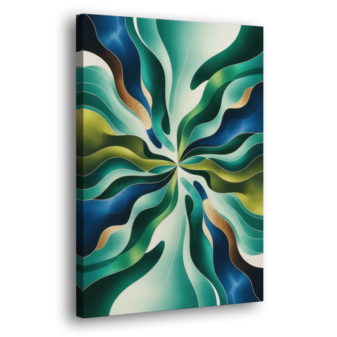 Ethereal Harmony Blue and Green Abstract - Canvas Wall Art - Side