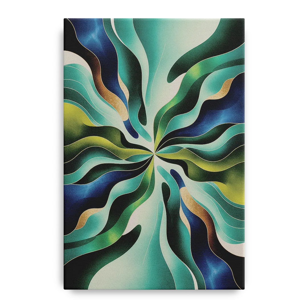 Ethereal Harmony Blue and Green Abstract Front - Canvas Wall Art