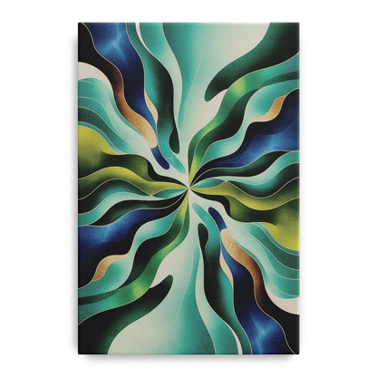 Ethereal Harmony Blue and Green Abstract Front - Canvas Wall Art