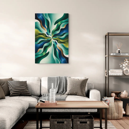 Ethereal Harmony Blue and Green Abstract - Canvas Wall Art Living Room