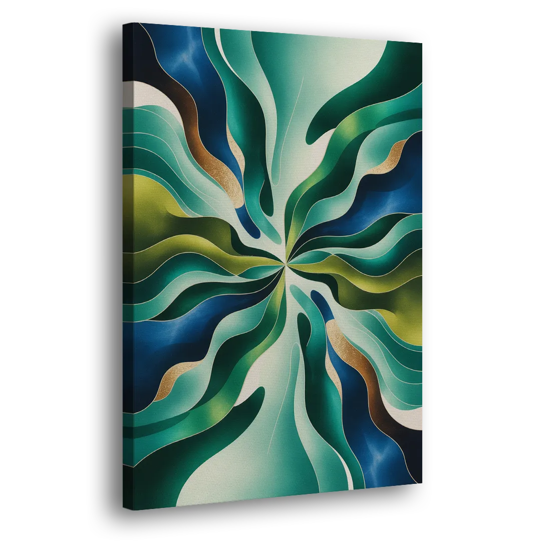 Ethereal Harmony Blue and Green Abstract Side - Canvas Wall Art