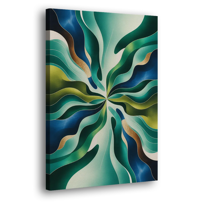 Ethereal Harmony Blue and Green Abstract Side - Canvas Wall Art