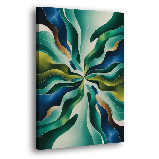 Ethereal Harmony Blue and Green Abstract Side - Canvas Wall Art