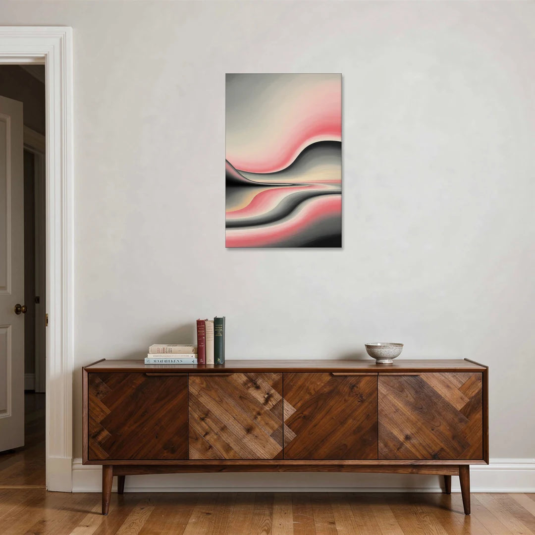 Ethereal Horizon Pink and Grey Abstract - Canvas Wall Art - Coffee Table - 24x36