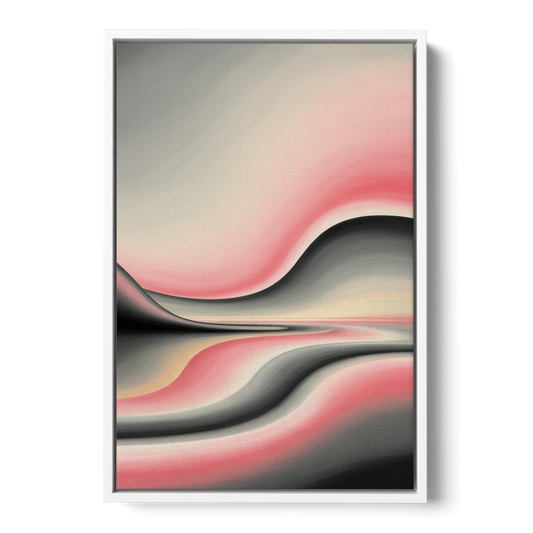 Ethereal Horizon Pink and Grey Abstract - White Framed Canvas Wall Art - Front