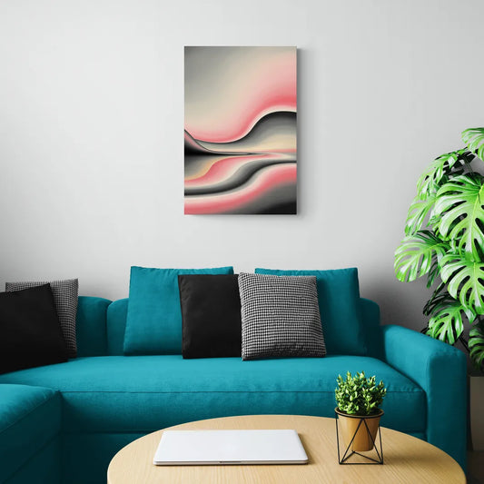 Ethereal Horizon Pink and Grey Abstract - Canvas Wall Art Living Room
