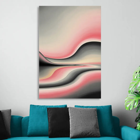 Ethereal Horizon Pink and Grey Abstract Living Room - Canvas Wall Art