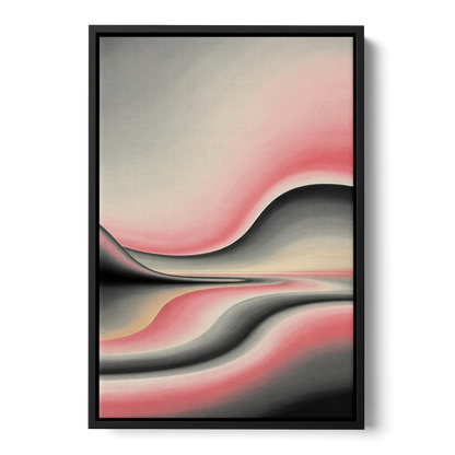 Ethereal Horizon Pink and Grey Abstract Front - Black Canvas Wall Art
