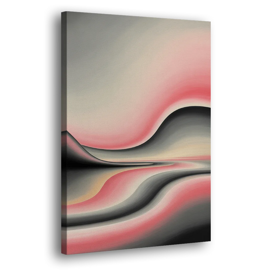 Ethereal Horizon Pink and Grey Abstract Side - Canvas Wall Art