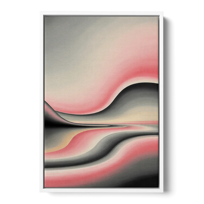 Ethereal Horizon Pink and Grey Abstract Front - White Canvas Wall Art