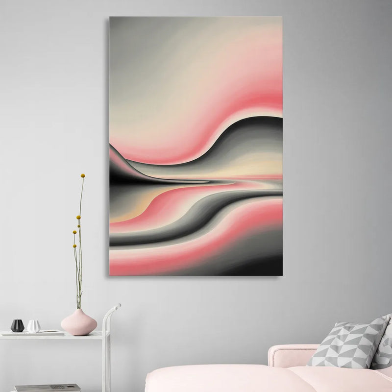 Ethereal Horizon Pink and Grey Abstract Sitting Room - Canvas Wall Art