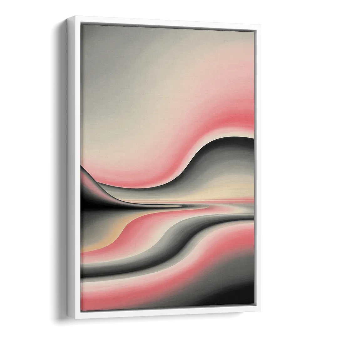 Ethereal Horizon Pink and Grey Abstract Side - White Canvas Wall Art