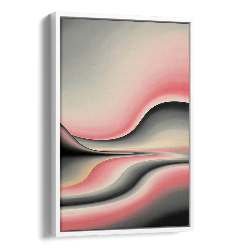 Ethereal Horizon Pink and Grey Abstract Side - White Canvas Wall Art
