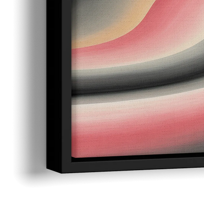 Ethereal Horizon Pink and Grey Abstract - Close-Up Black Frame Canvas