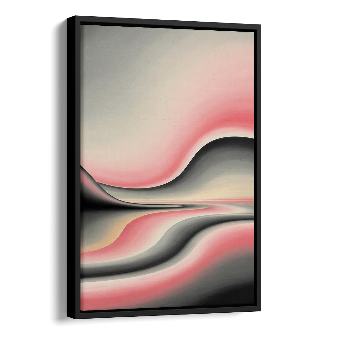 Ethereal Horizon Pink and Grey Abstract Side - Black Canvas Wall Art