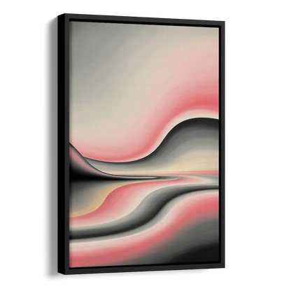 Ethereal Horizon Pink and Grey Abstract Side - Black Canvas Wall Art