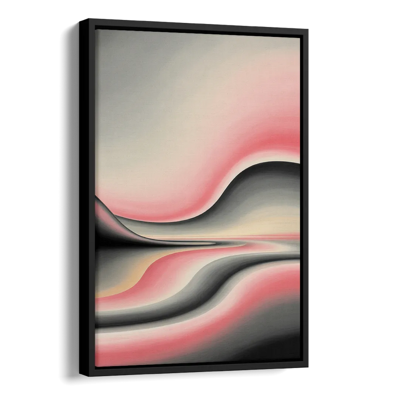 Ethereal Horizon Pink and Grey Abstract Side - Black Canvas Wall Art