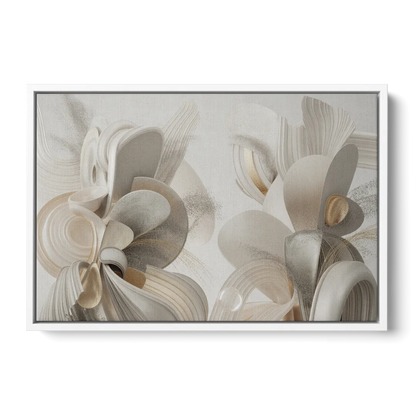 Ethereal Interplay White Abstract - White Frame Canvas