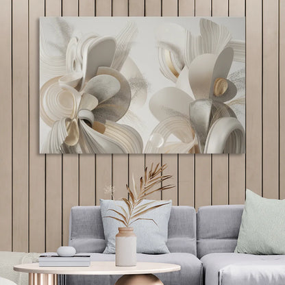 Ethereal Interplay White Abstract Sitting Room - Canvas Wall Art
