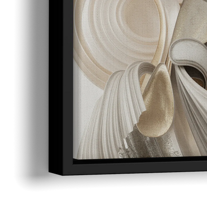 Ethereal Interplay White Abstract - Close-Up Black Frame Canvas