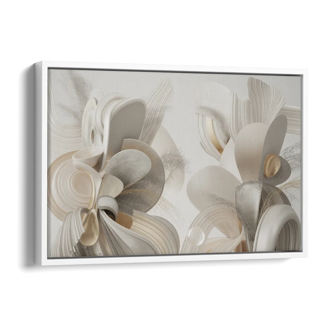 Ethereal Interplay White Abstract Side - White Canvas Wall Art