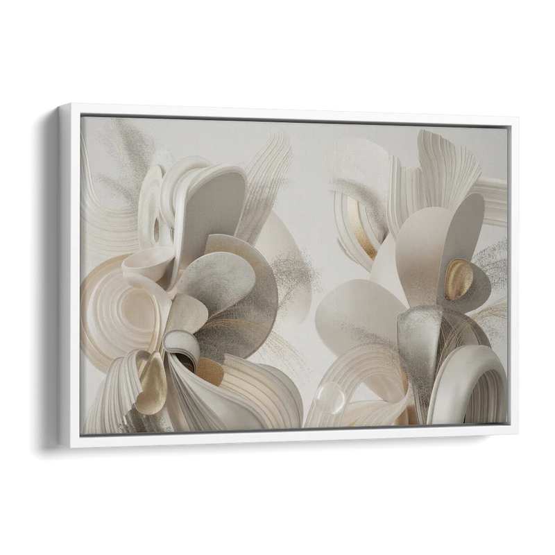 Ethereal Interplay White Abstract Side - White Canvas Wall Art