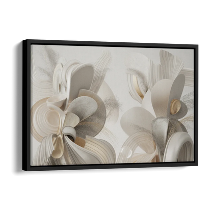 Ethereal Interplay White Abstract Side - Black Canvas Wall Art