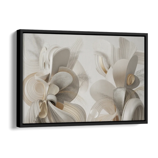 Ethereal Interplay White Abstract Side - Black Canvas Wall Art