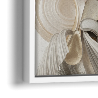 Ethereal Interplay White Abstract - Close-Up White Frame Canvas