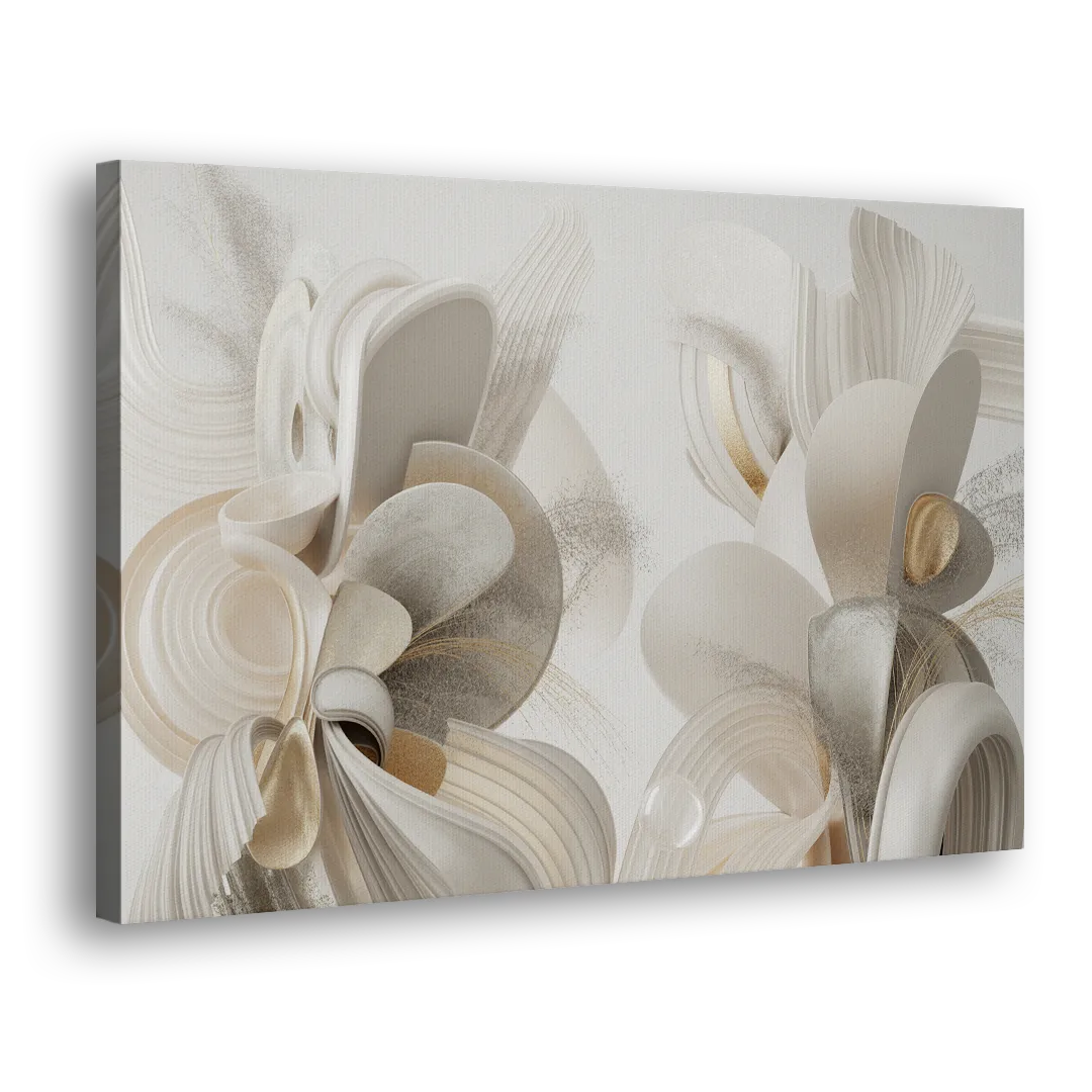 Ethereal Interplay White Abstract Side - Canvas Wall Art