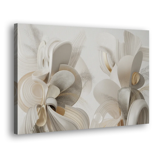 Ethereal Interplay White Abstract Side - Canvas Wall Art