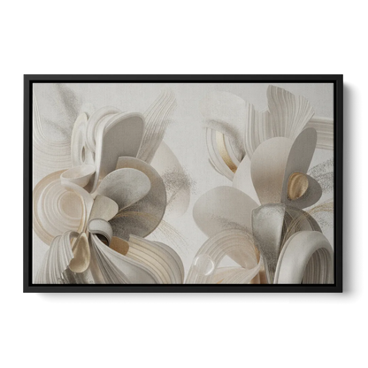 Ethereal Interplay White Abstract - Black Frame Canvas