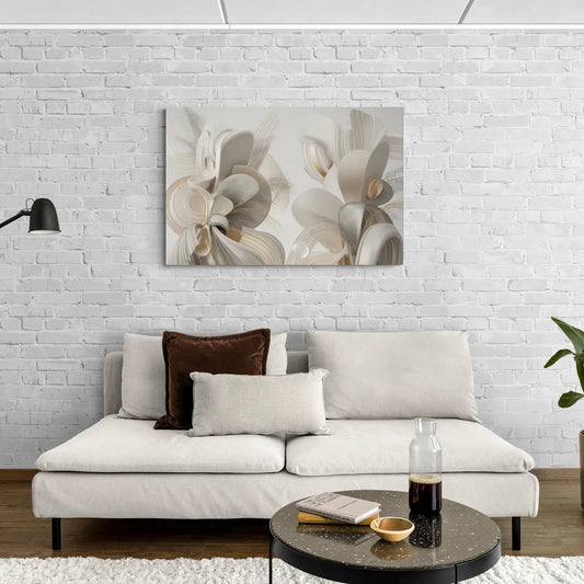 Ethereal Interplay White Abstract - Canvas Wall Art Living Room