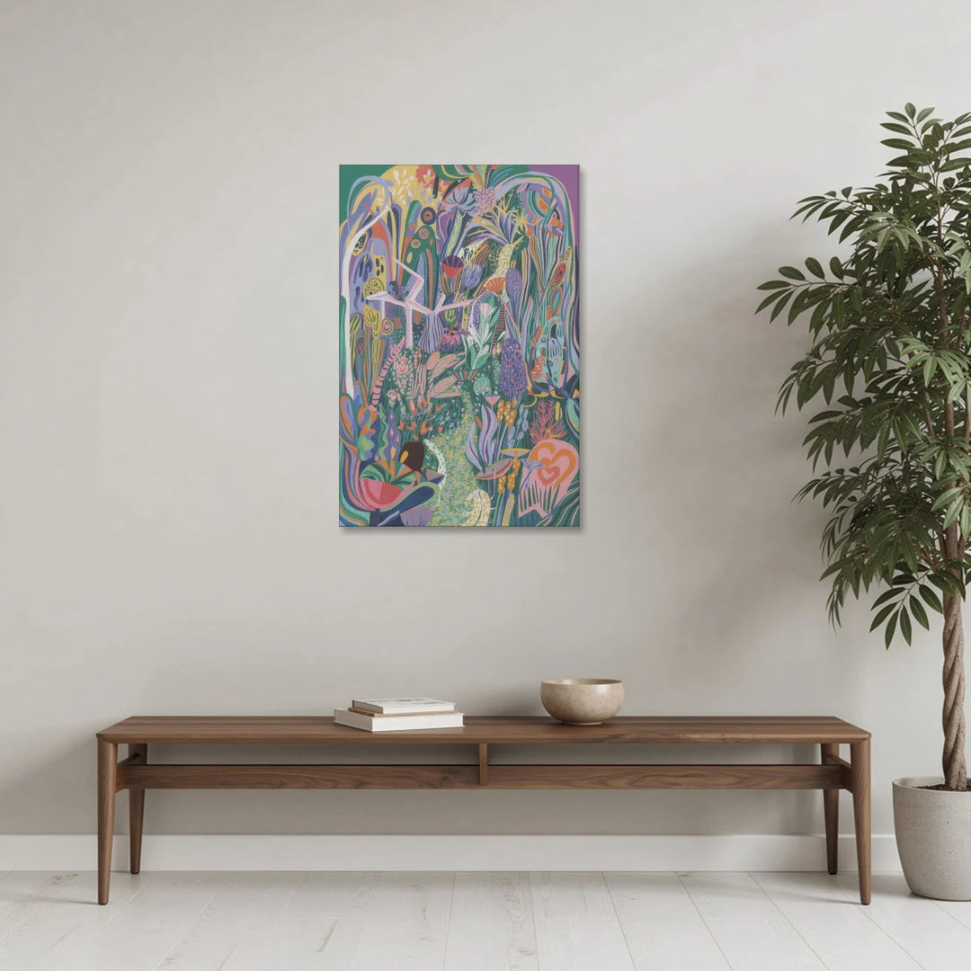 Ethereal Jewel Garden Colorful Abstract - Canvas Wall Art - Coffee Table - 24x36