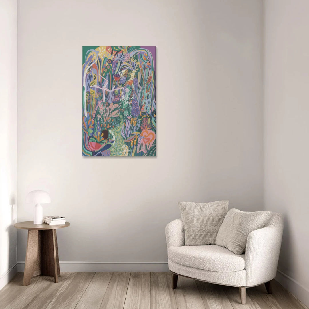 Ethereal Jewel Garden Colorful Abstract - Canvas Wall Art - Sofa - 24x36