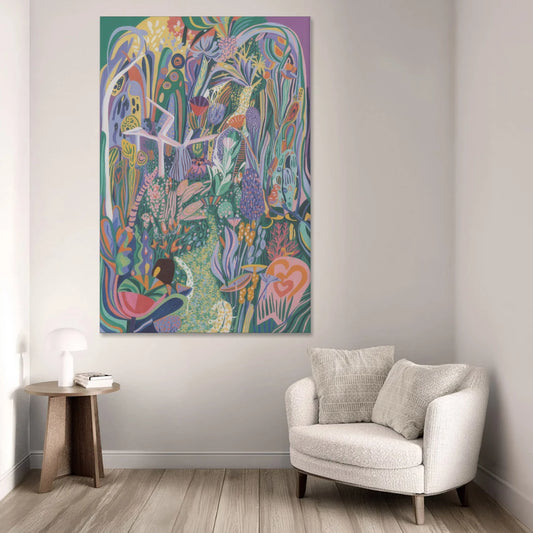 Ethereal Jewel Garden Colorful Abstract - Canvas Wall Art - Sofa - 40x60